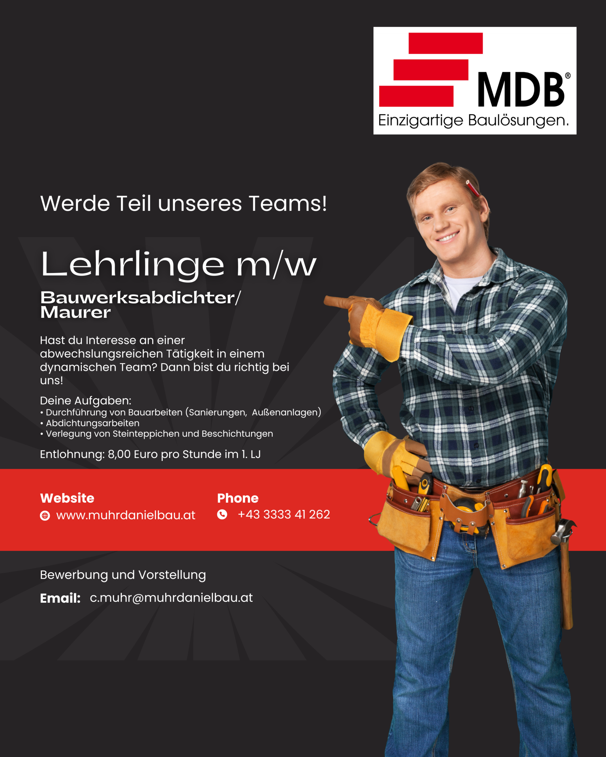 Lehrlinge_Bauwerksabdichter_Maurer_2026 Lehrlinge gesucht Bauwerksabdichter - Maurer